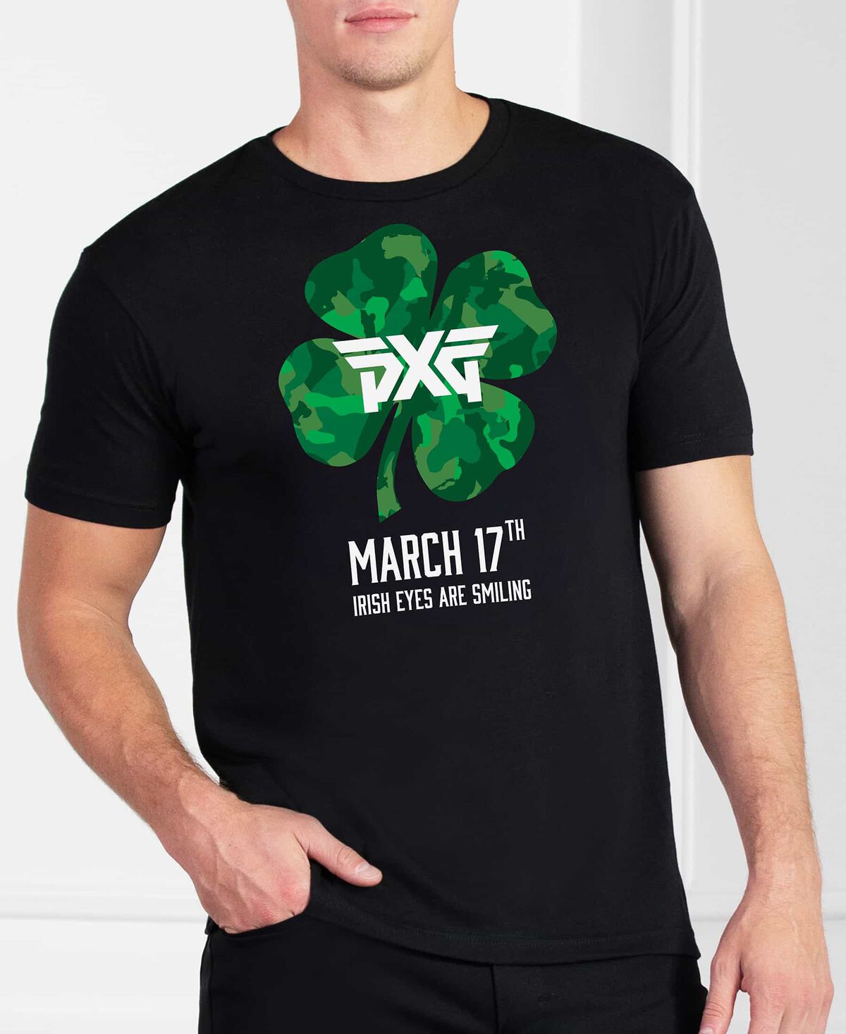 Men's St. Patrick's Day Shamrock Tee - Black - X-Large 