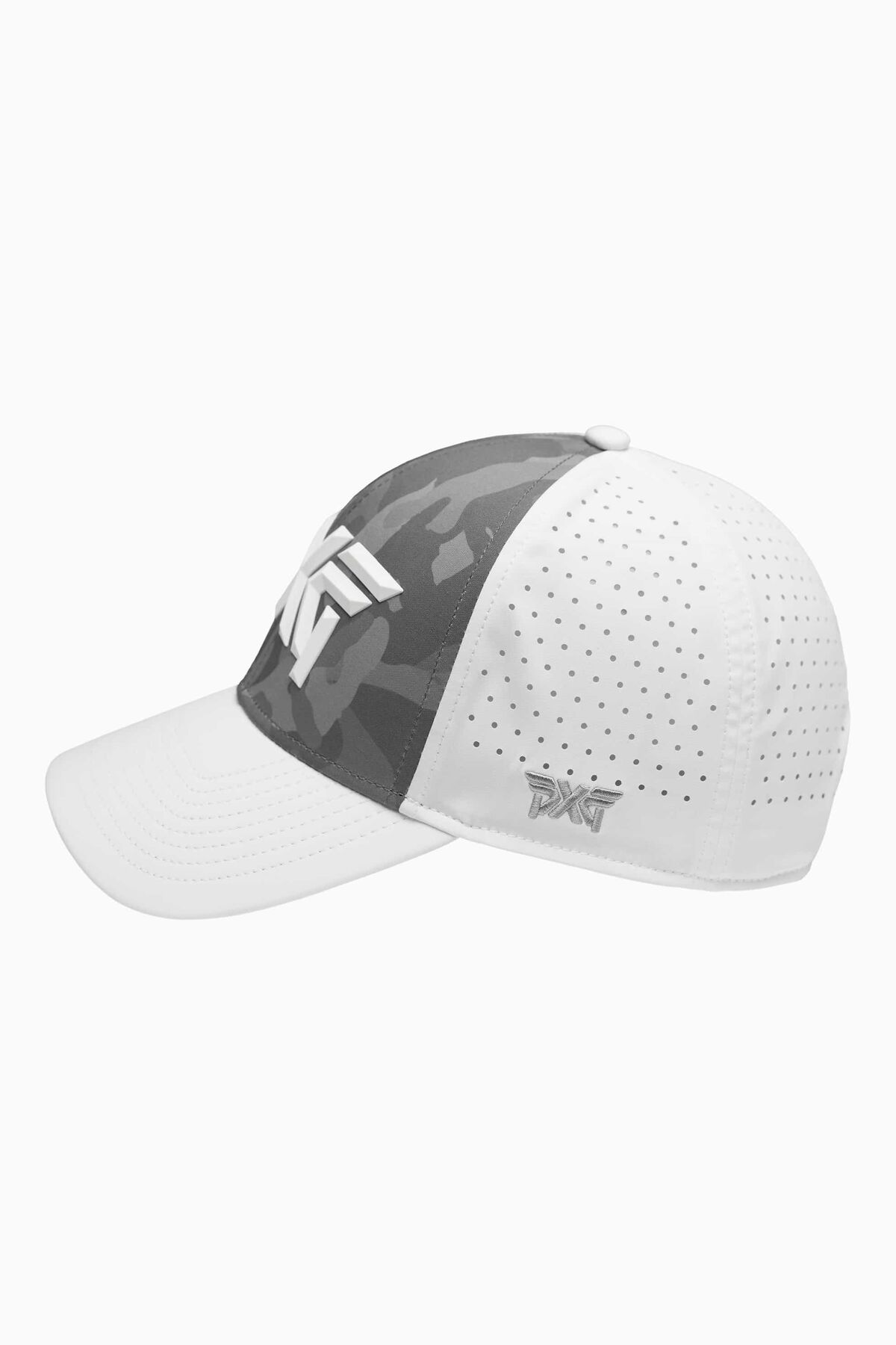 Fairway Camo Faceted Large 6 Panel Structured Cap White & Grey