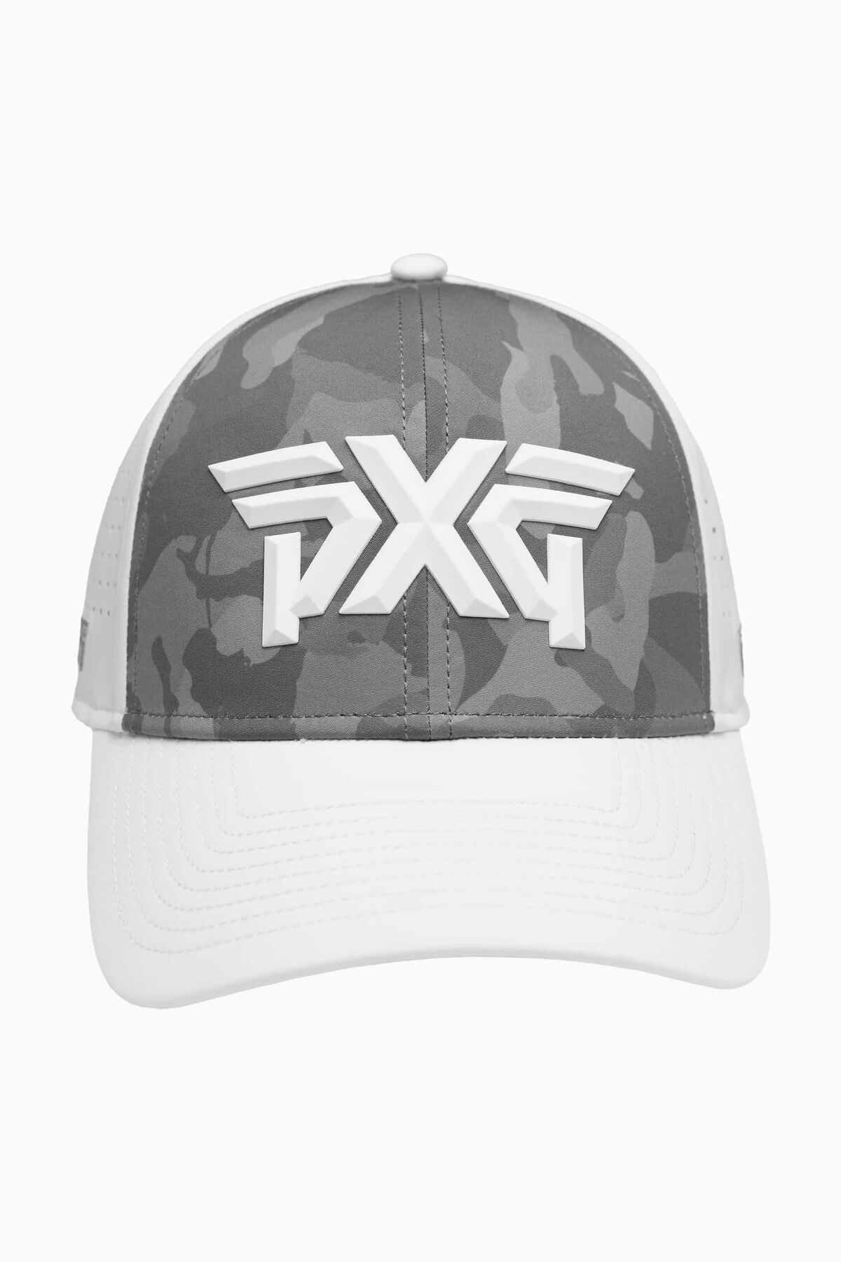 Fairway Camo Faceted Large 6 Panel Structured Cap White & Grey