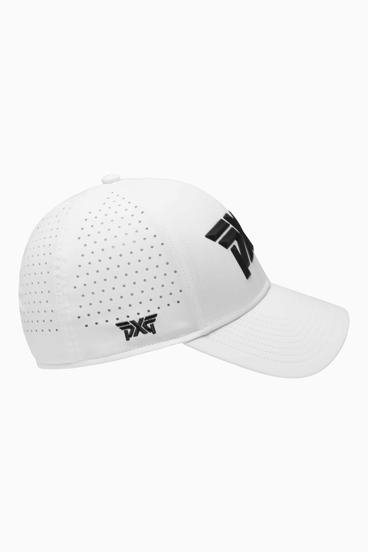 Faceted Large 6 Panel Structured Curved Bill Cap White