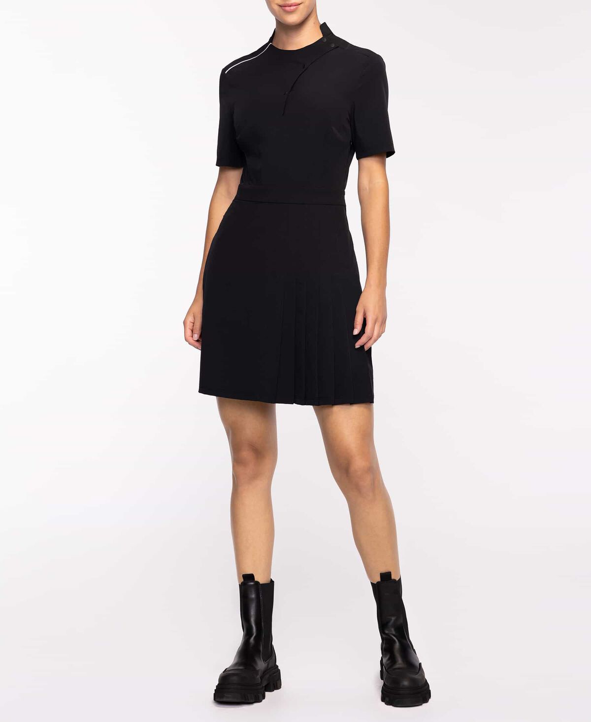 Darkness Pleated Polo Dress 