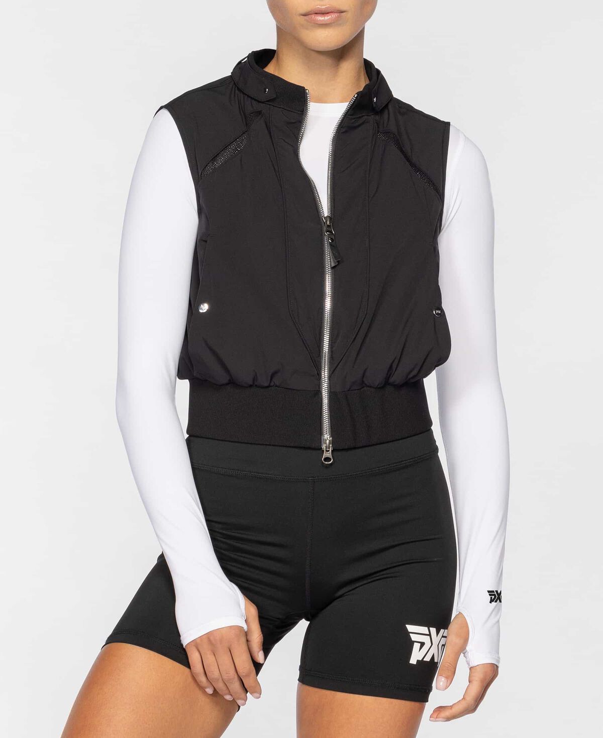 Women's High-Waisted Zip Up Vest - Black - Medium 