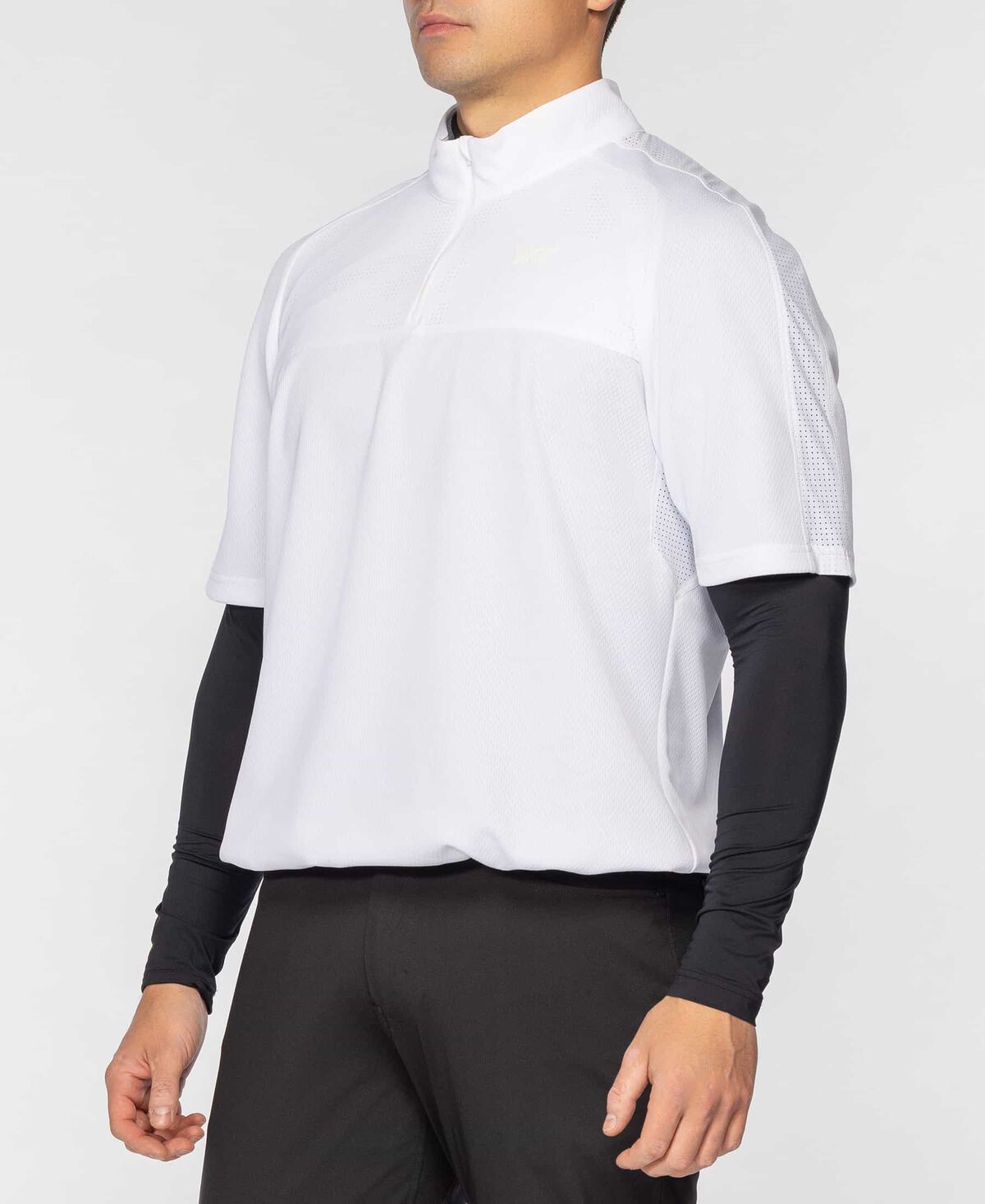 Men's 1/4 Zip Short Sleeve Anorak - White - Large 
