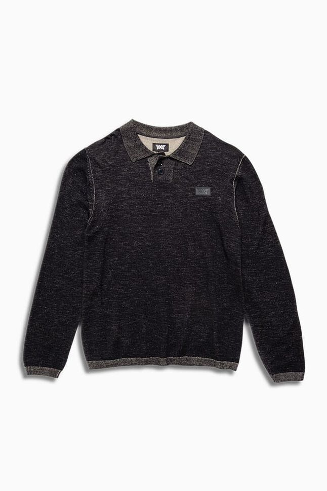 Long Sleeve Speckle Knit Sweater Polo