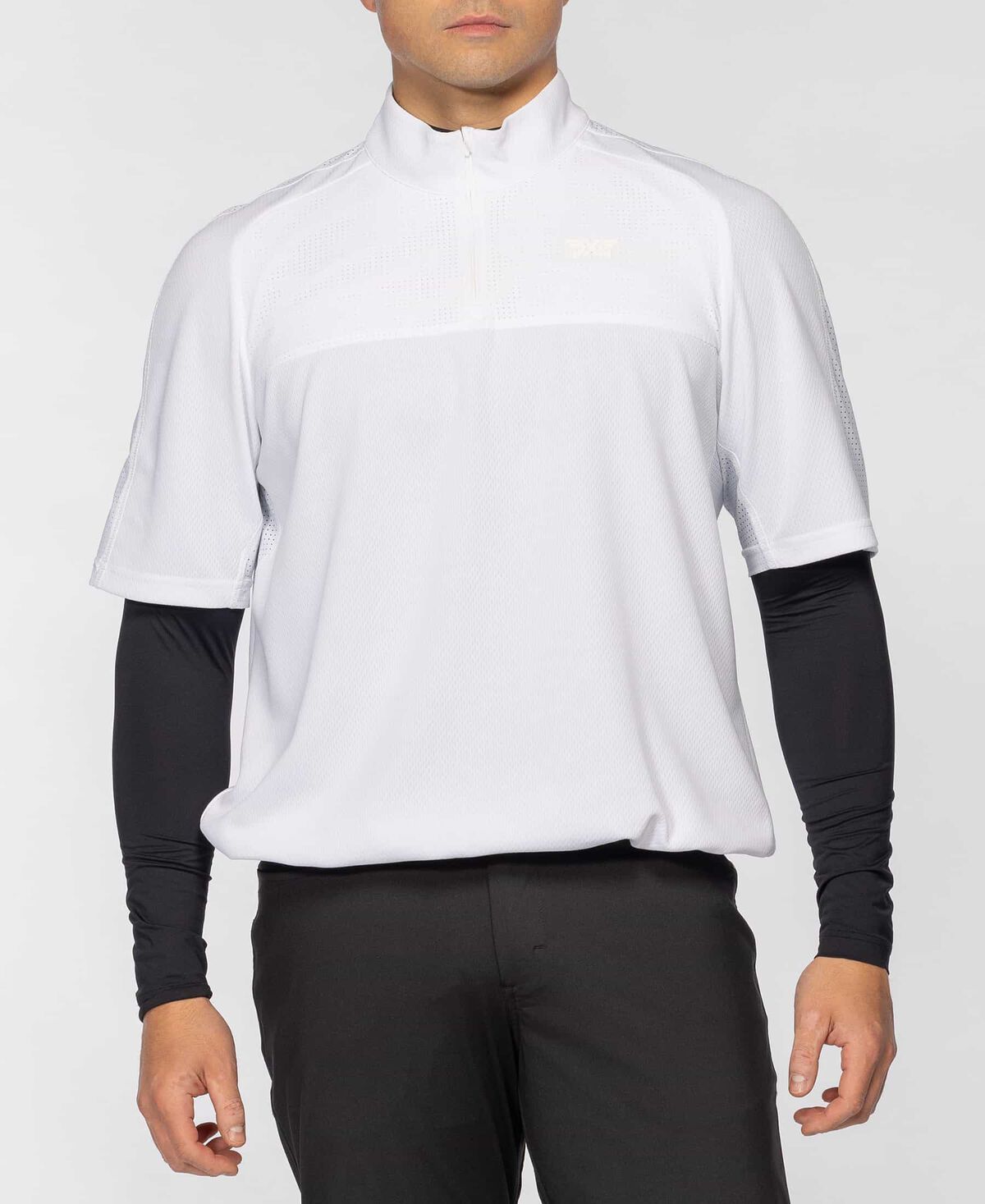 Men's 1/4 Zip Short Sleeve Anorak - White - Medium 