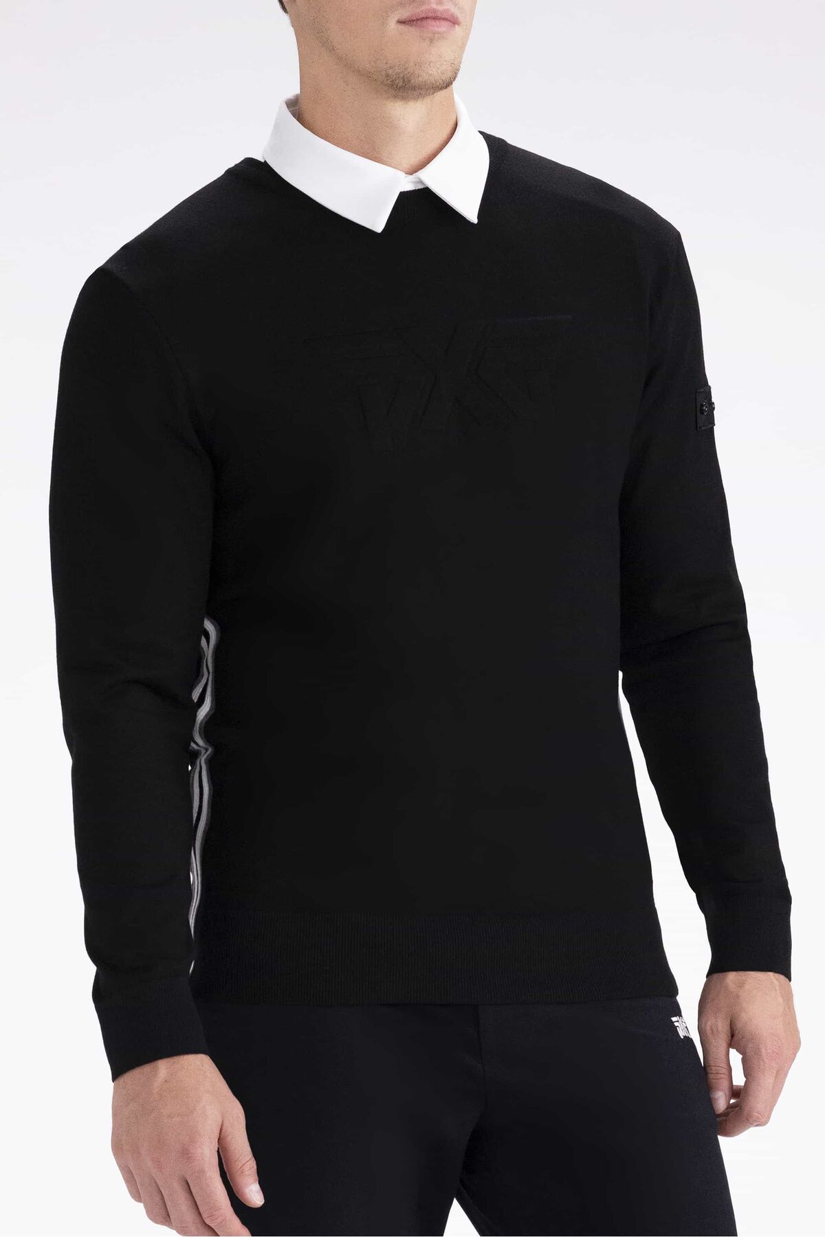 Tri-Color Side Striped Sweater 