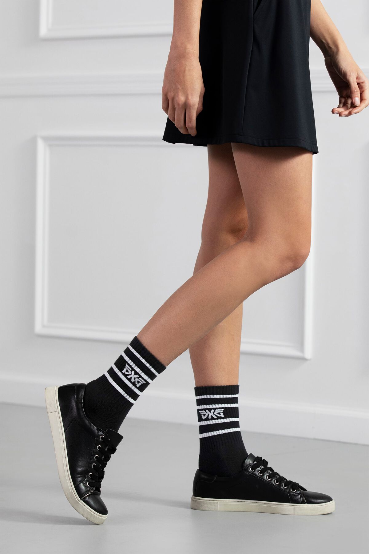 Women's Stripe Crew Socks Black