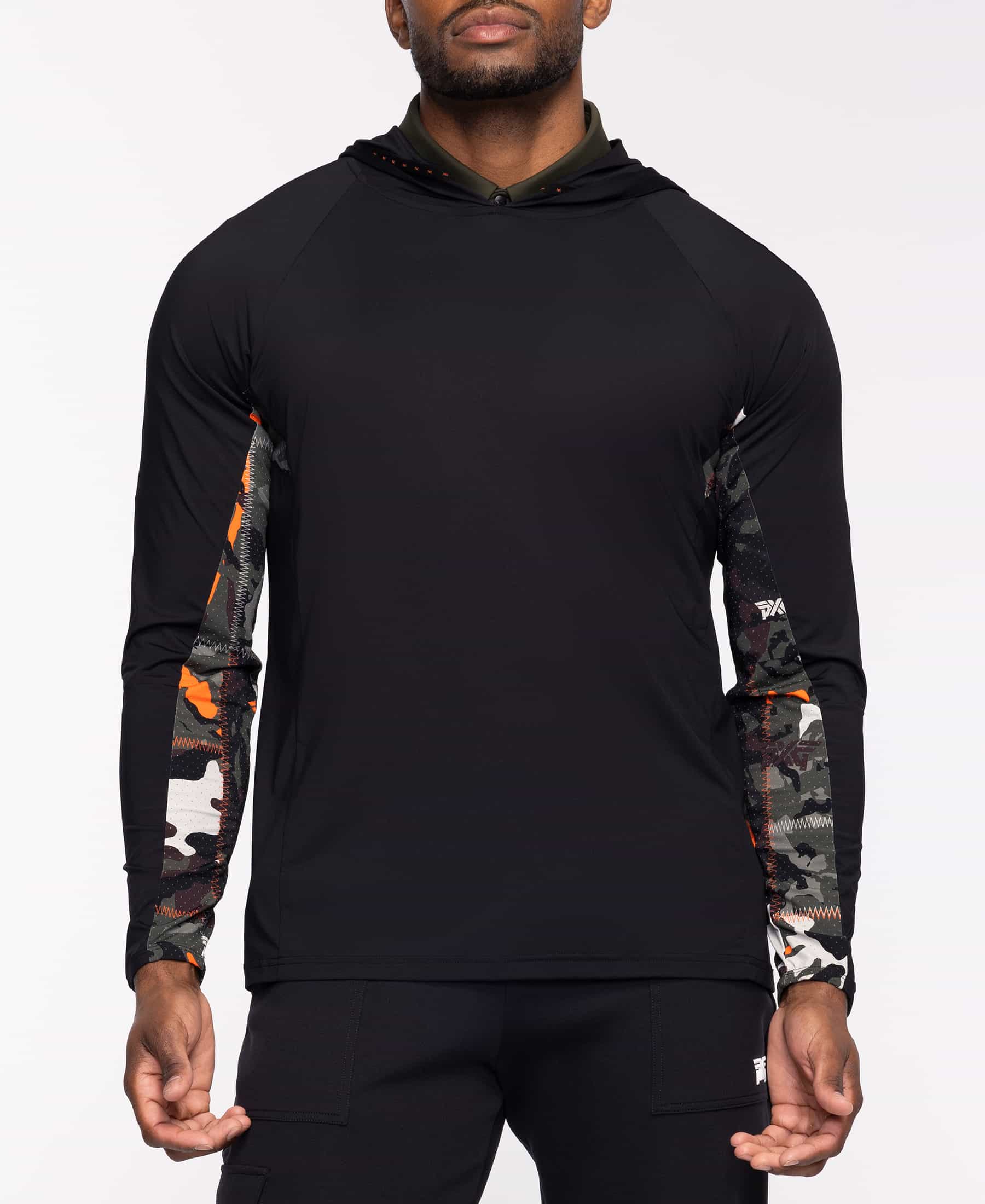 PXG Men's Hooded Long Sleeve Raglan Top Black | Size Medium
