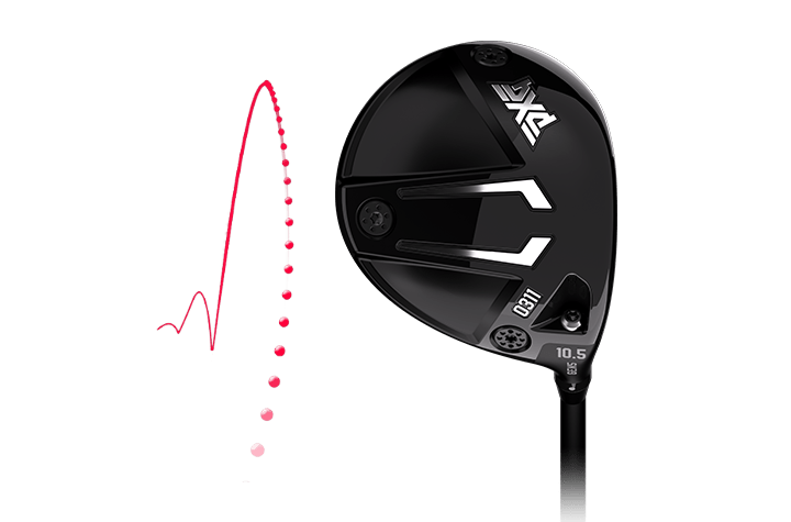club head with draw bias arc and bounce